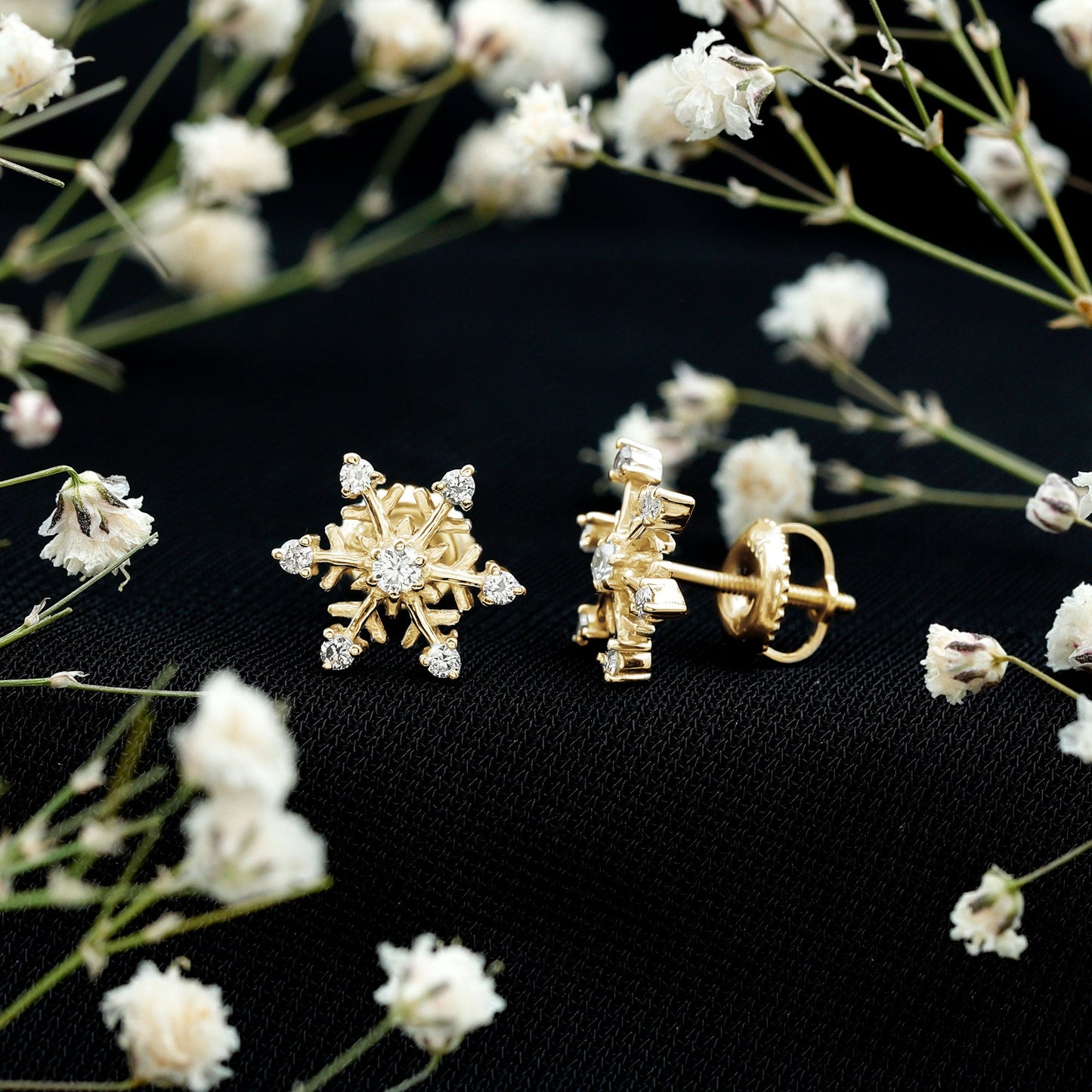 Diamond Snowflake Christmas Earrings