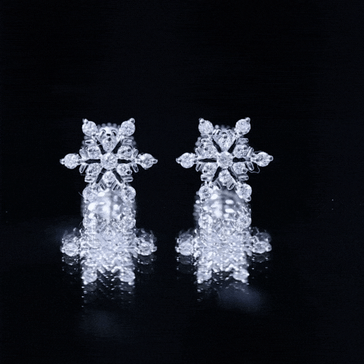 Moissanite Snowflake Stud Earrings for Her
