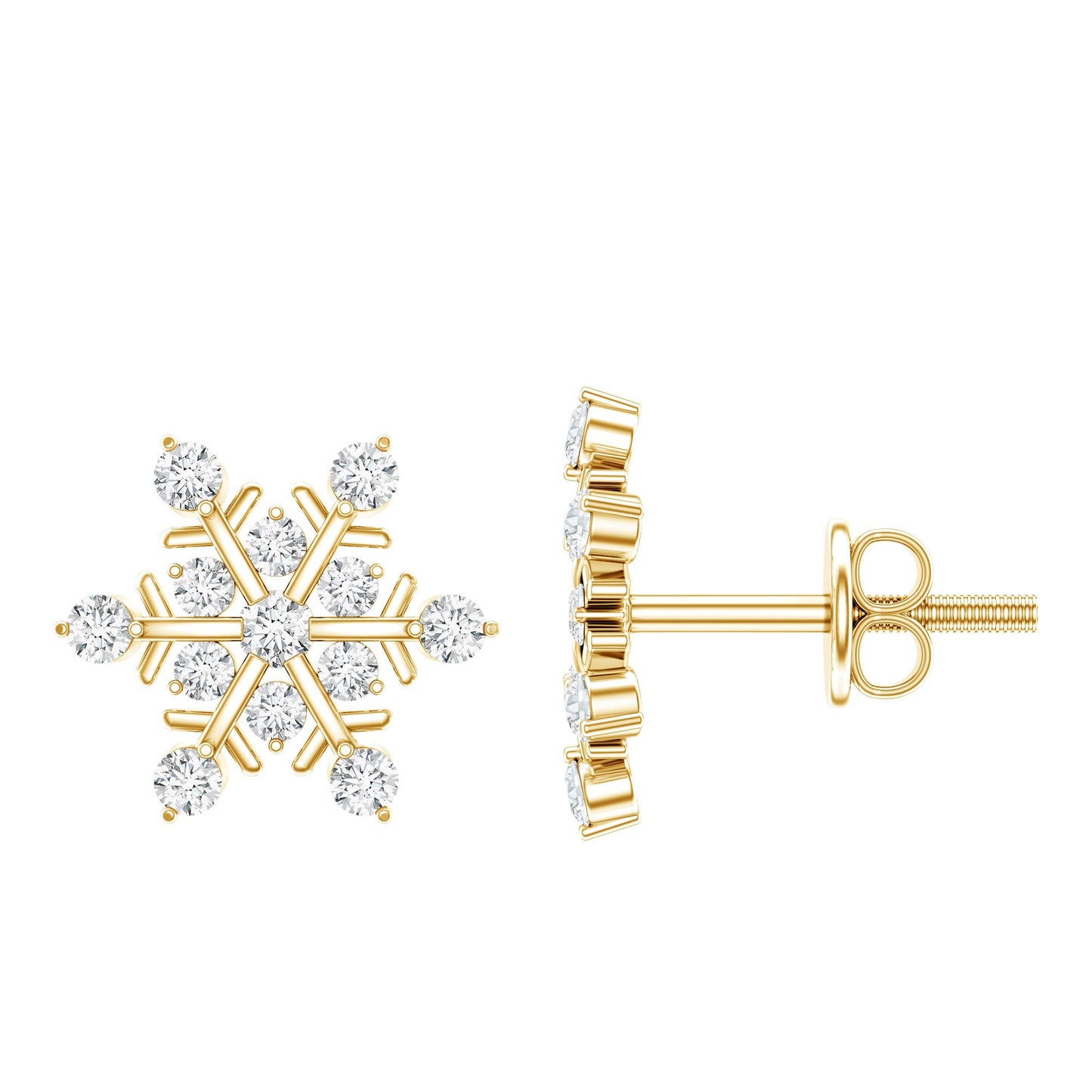 Moissanite Snowflake Stud Earrings for Her