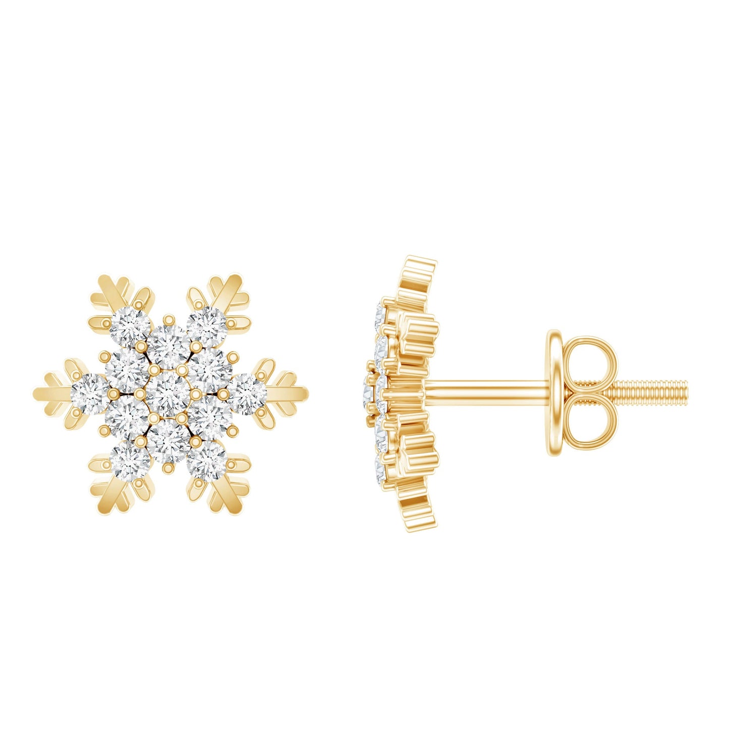 Certified Moissanite Winter Snowflake Stud Earrings