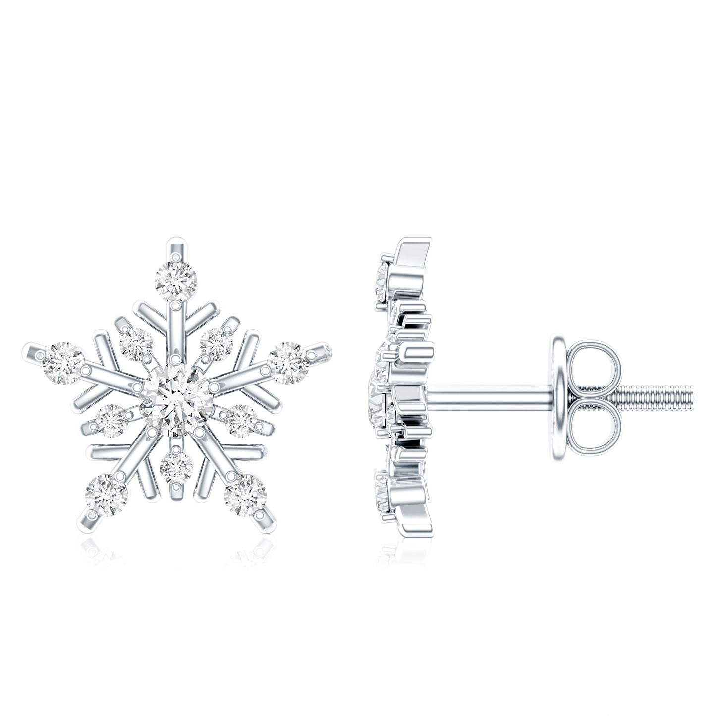 Certified Moissanite Snowflake Stud Earrings for Women