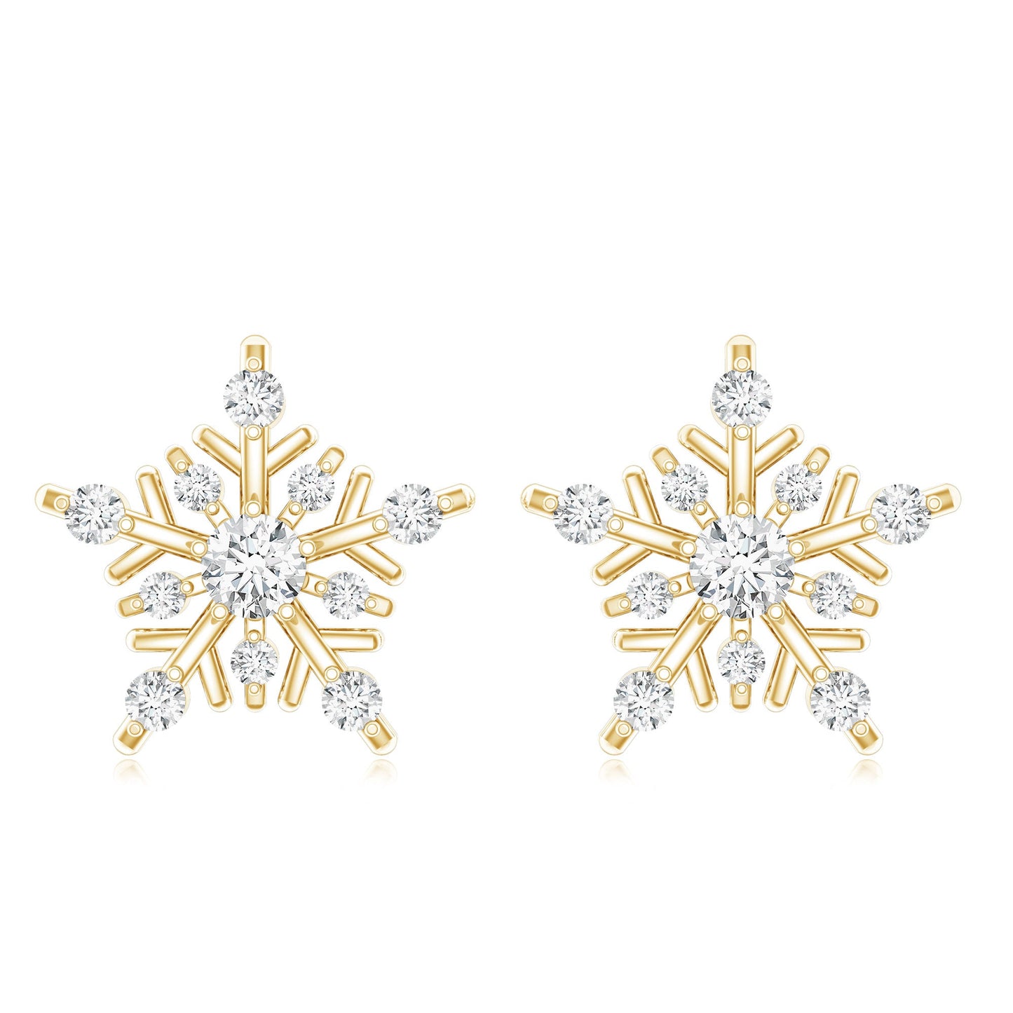 Certified Moissanite Snowflake Stud Earrings for Women