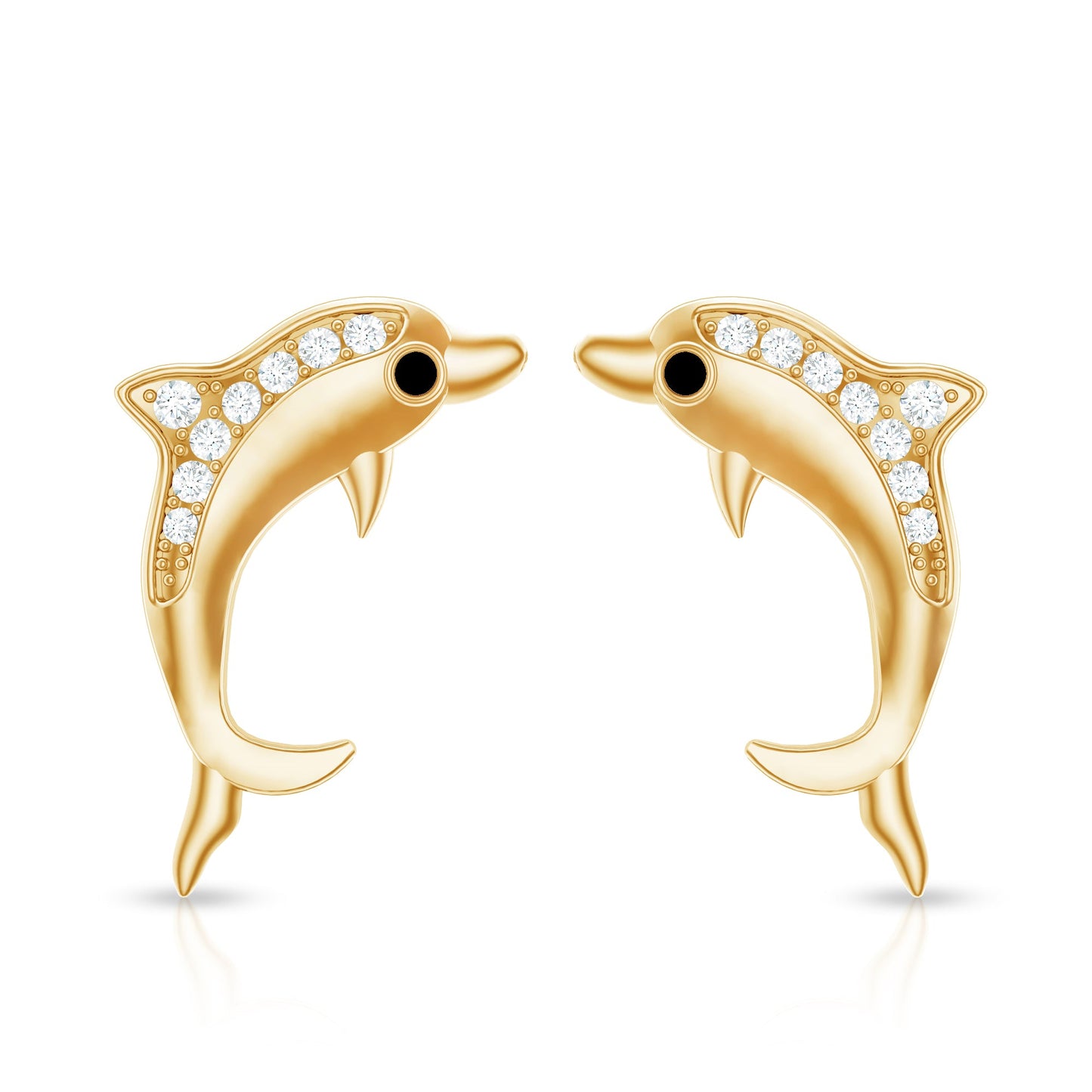 Cute Dolphin Stud Earrings with Moissanite