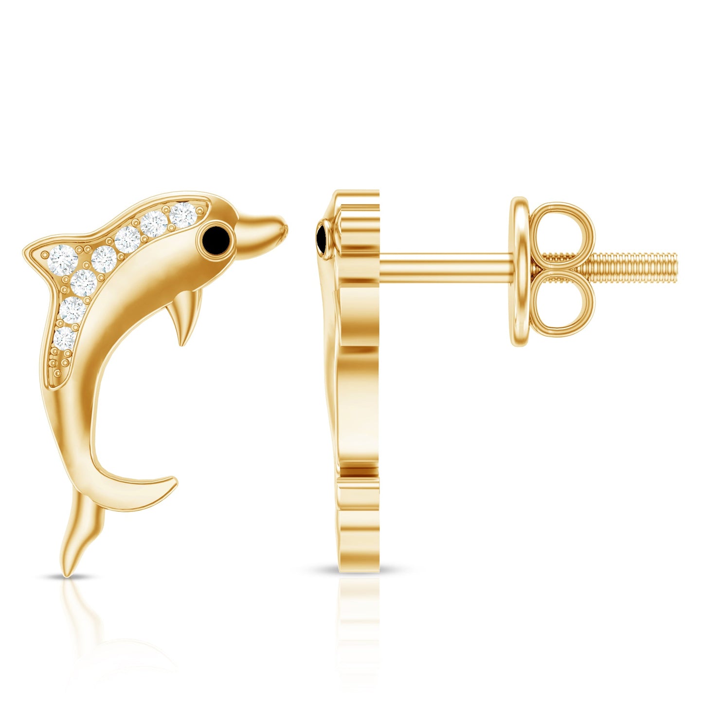 Cute Dolphin Stud Earrings with Moissanite
