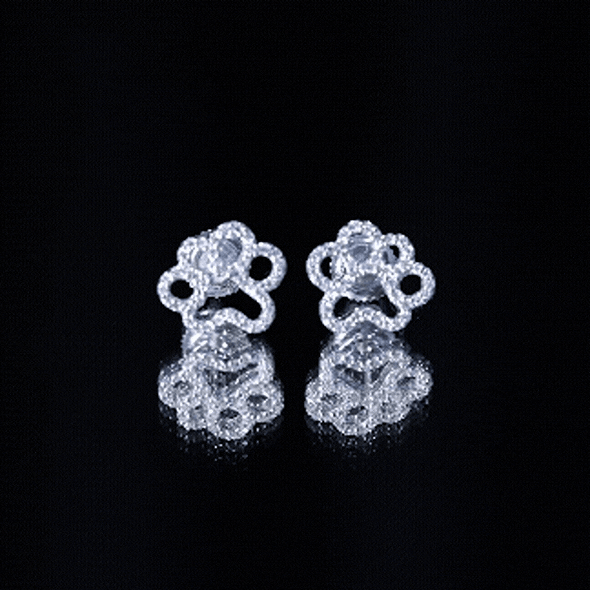 Moissanite Paw Print Earrings With Certificate