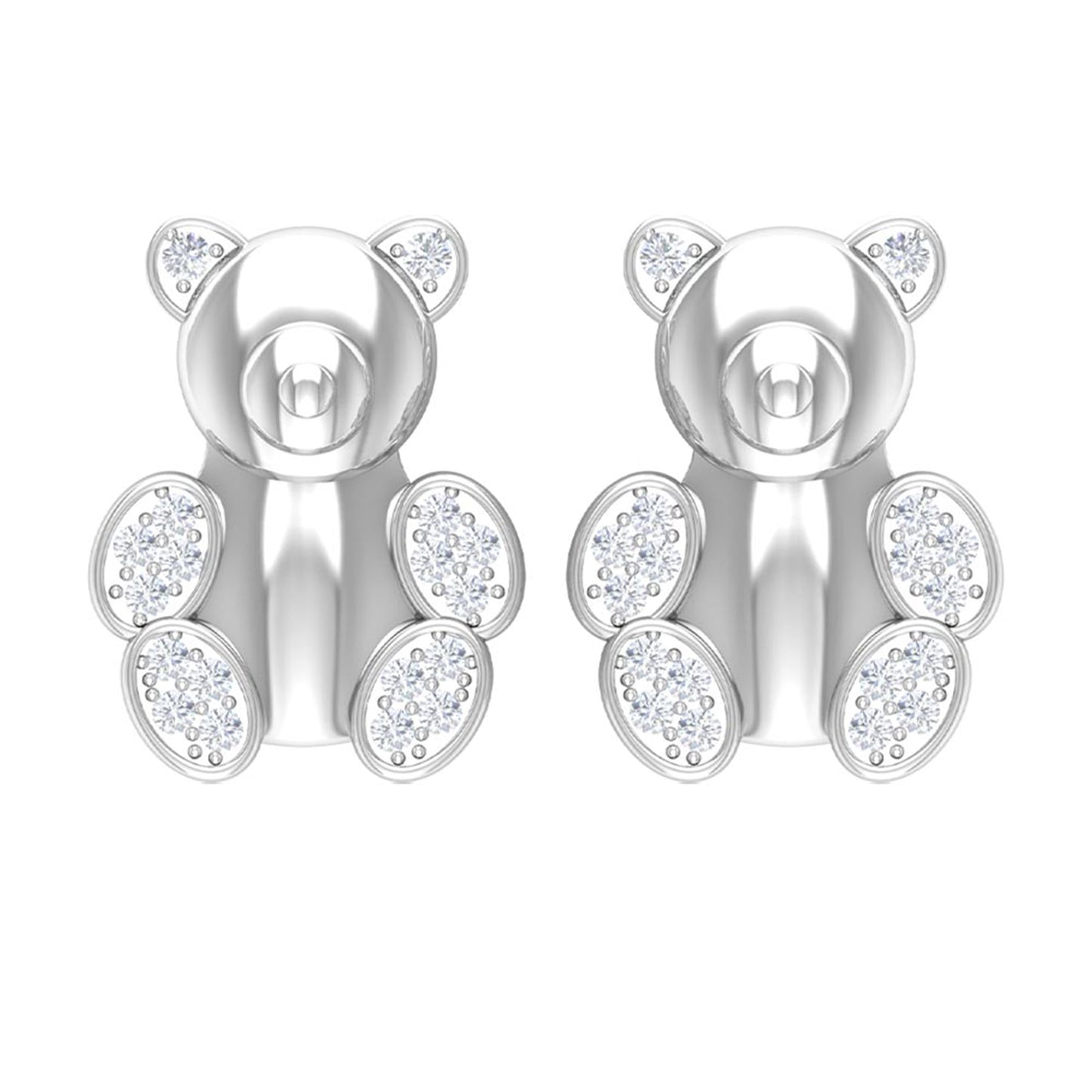 Teddy Bear Stud Earrings for Women with Diamonds