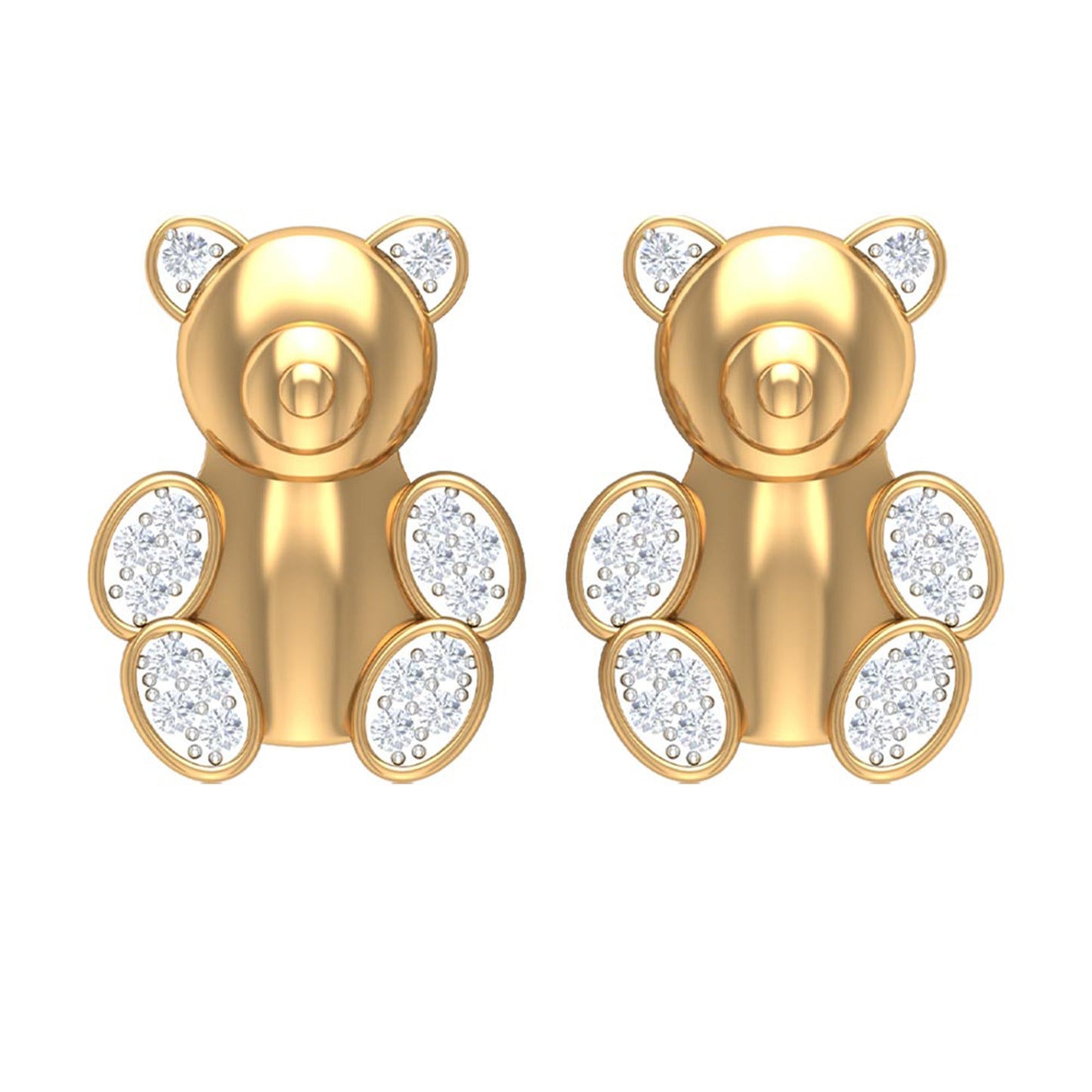 Teddy Bear Stud Earrings for Women with Diamonds