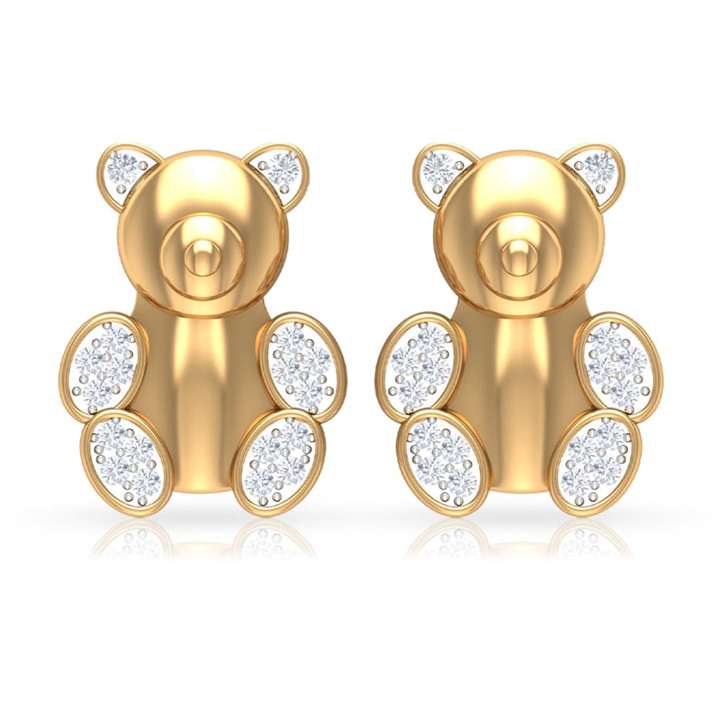 Teddy Bear Stud Earrings for Women with Diamonds
