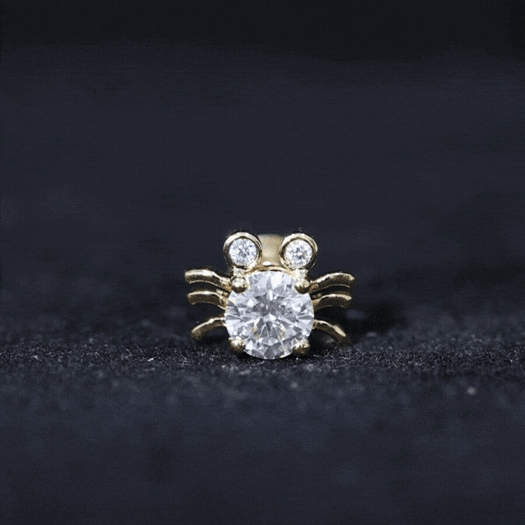 1 CT Moissanite Crab Stud Earrings with Certificate
