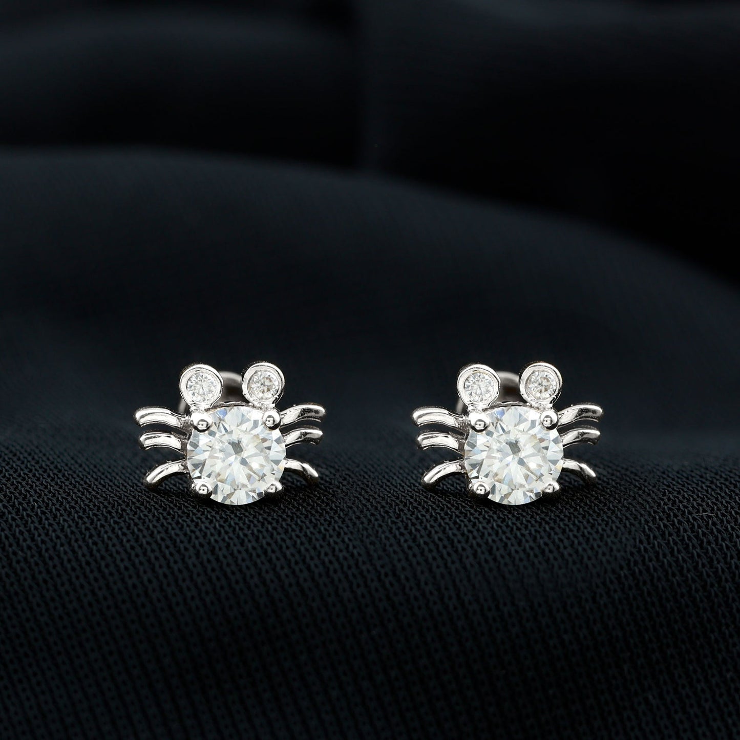 1 CT Moissanite Crab Stud Earrings with Certificate