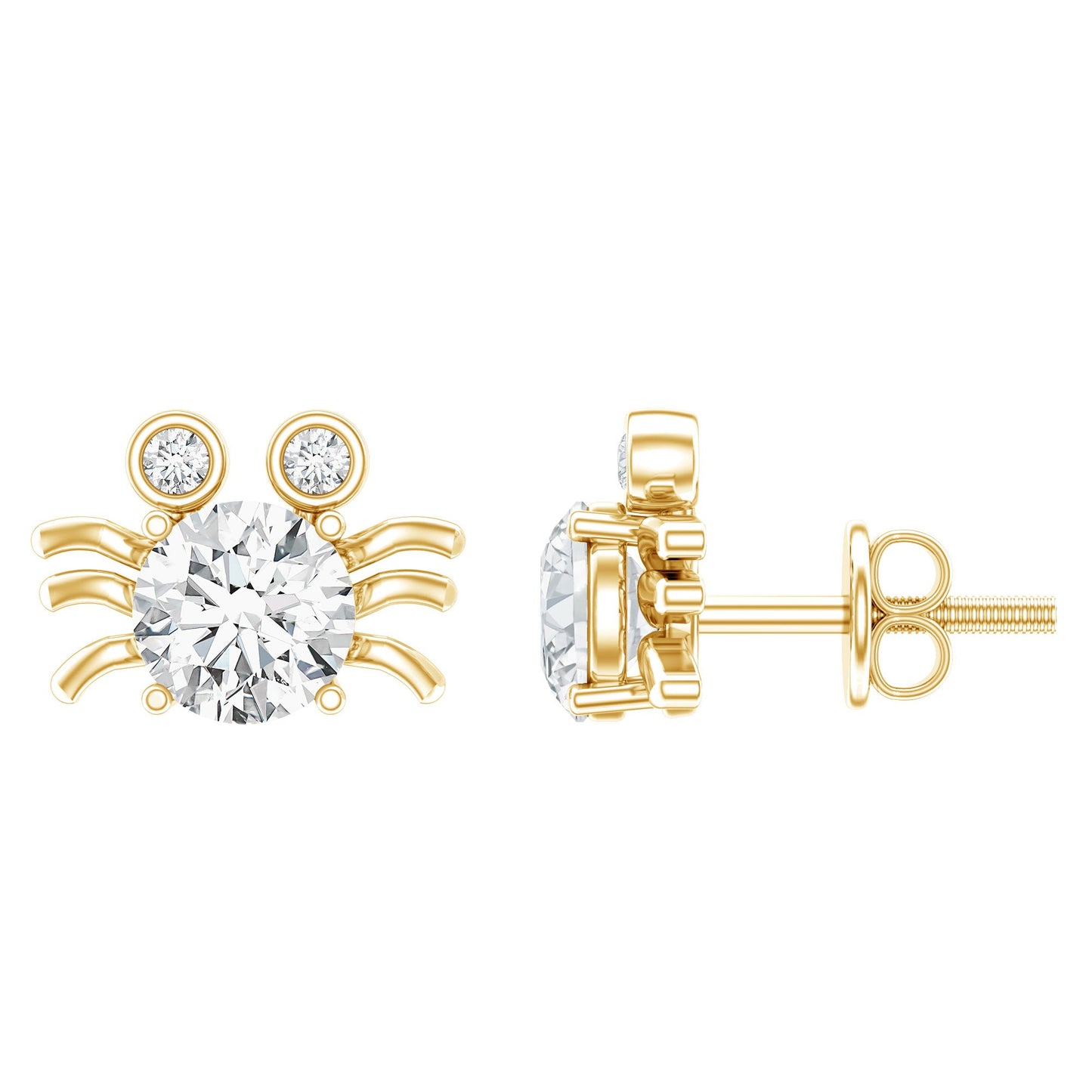 1 CT Moissanite Crab Stud Earrings with Certificate