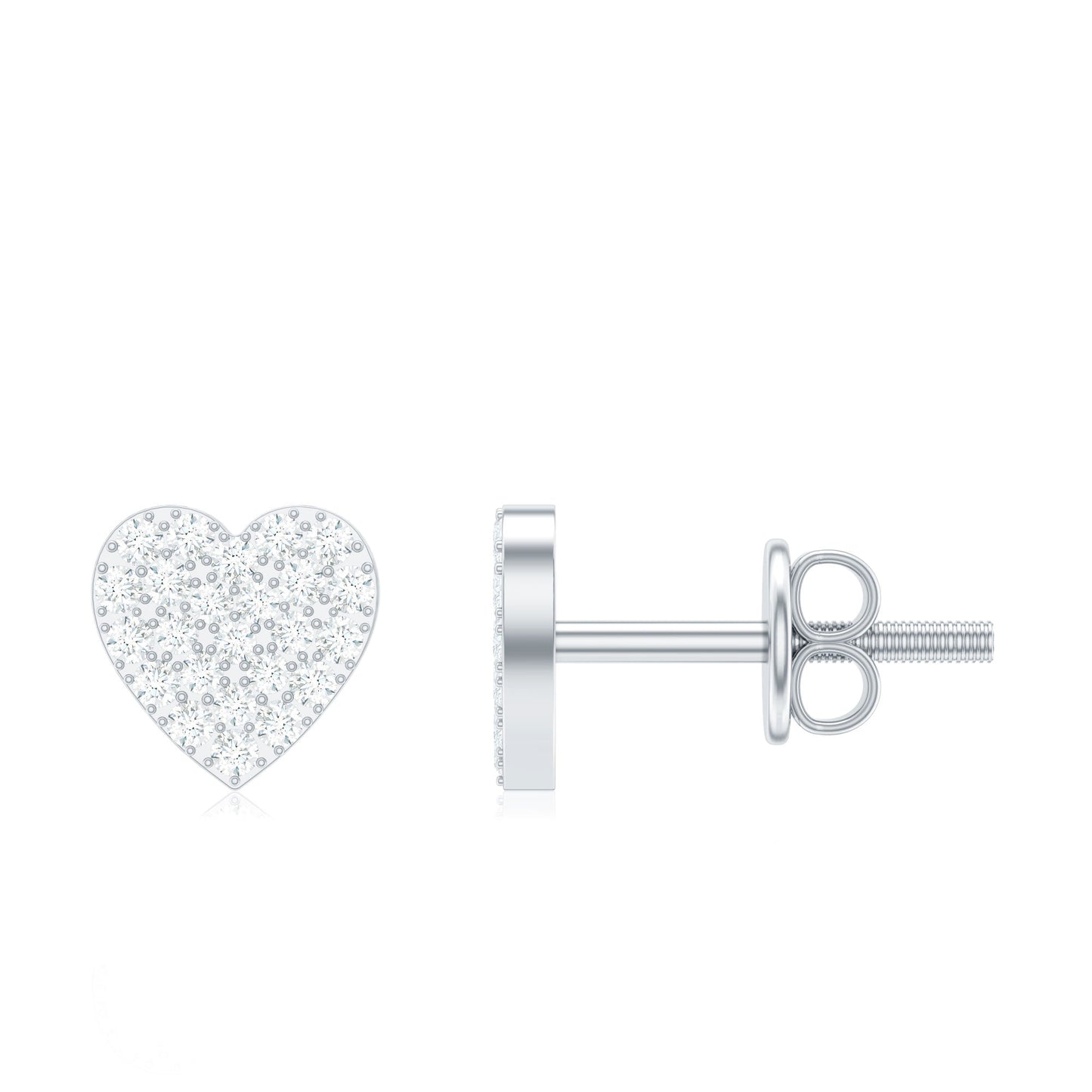 Natural Diamond Heart Stud Earrings for Women