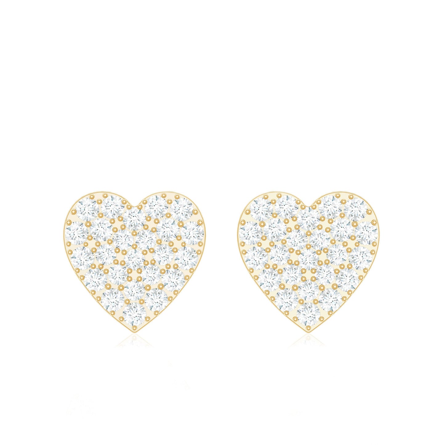 Natural Diamond Heart Stud Earrings for Women