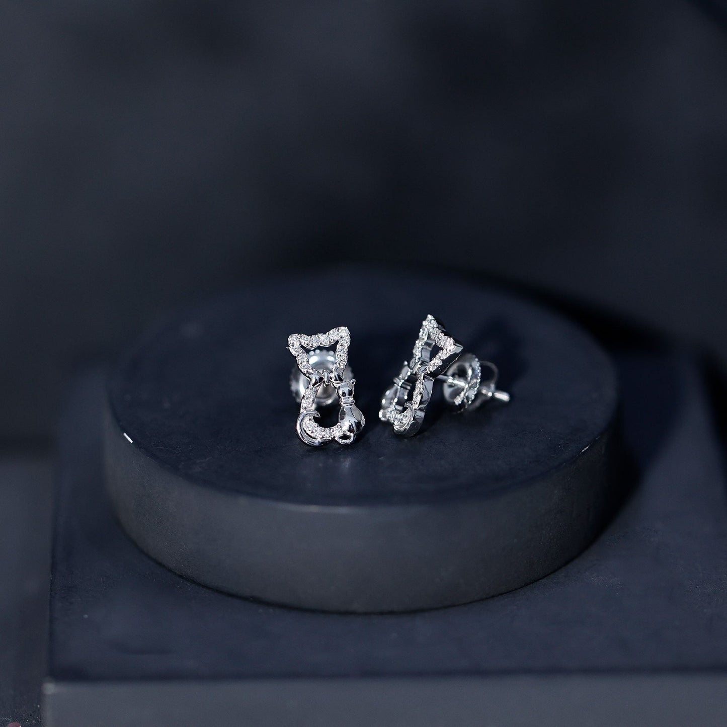 Certified Diamond Cat Stud Earrings