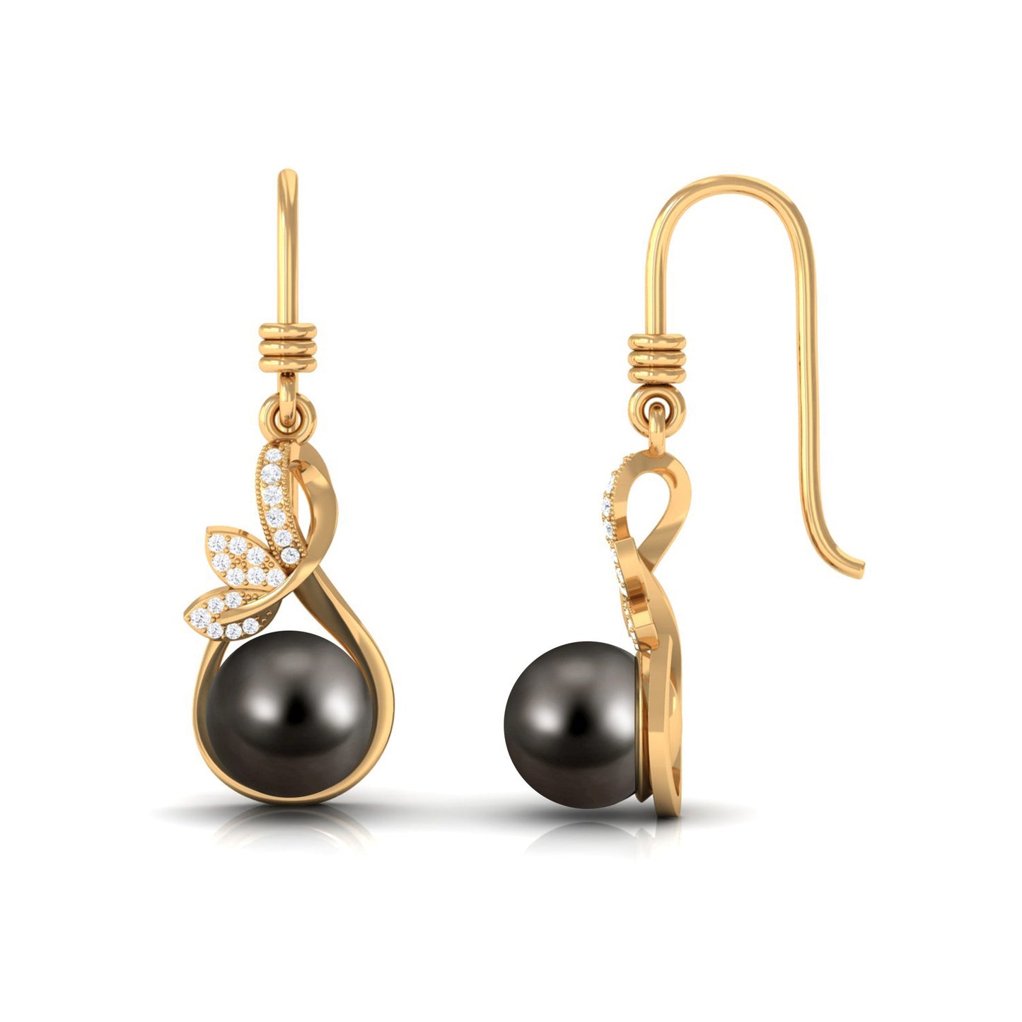 Designer 15 Carat Tahitian Pearl Drop Earrings with Diamond