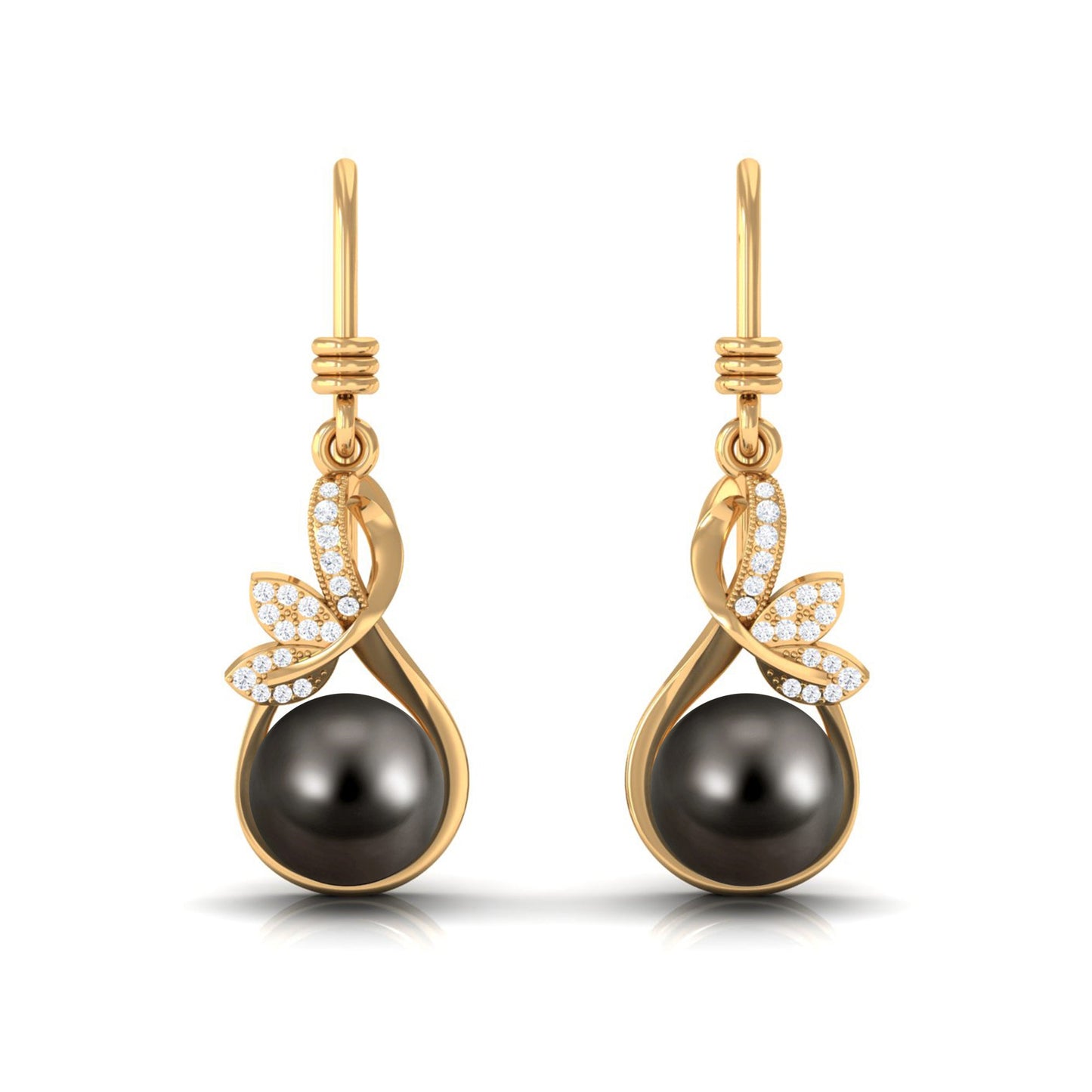 Designer 15 Carat Tahitian Pearl Drop Earrings with Diamond