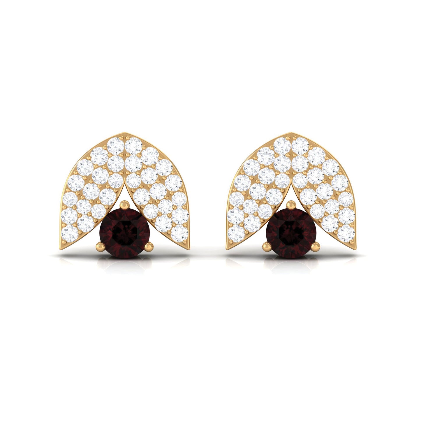 Minimalist Garnet and Diamond Designer Stud Earrings