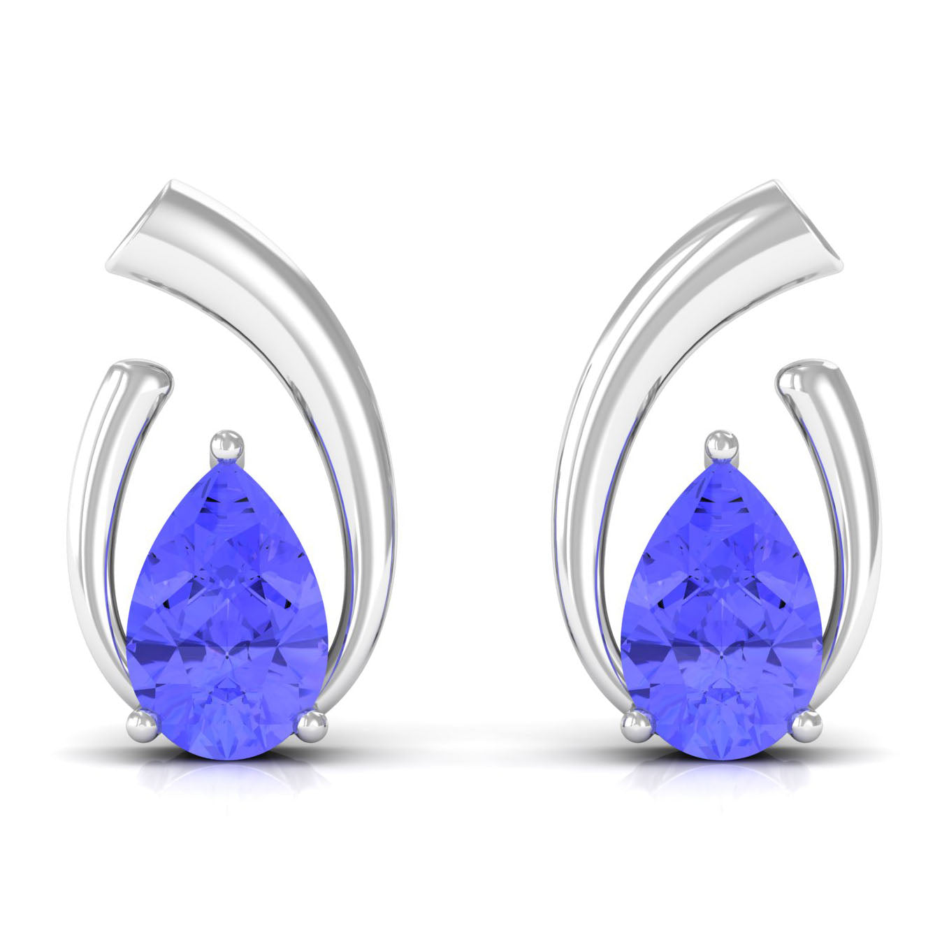 Real Tanzanite Solitaire Teardrop Stud Earrings