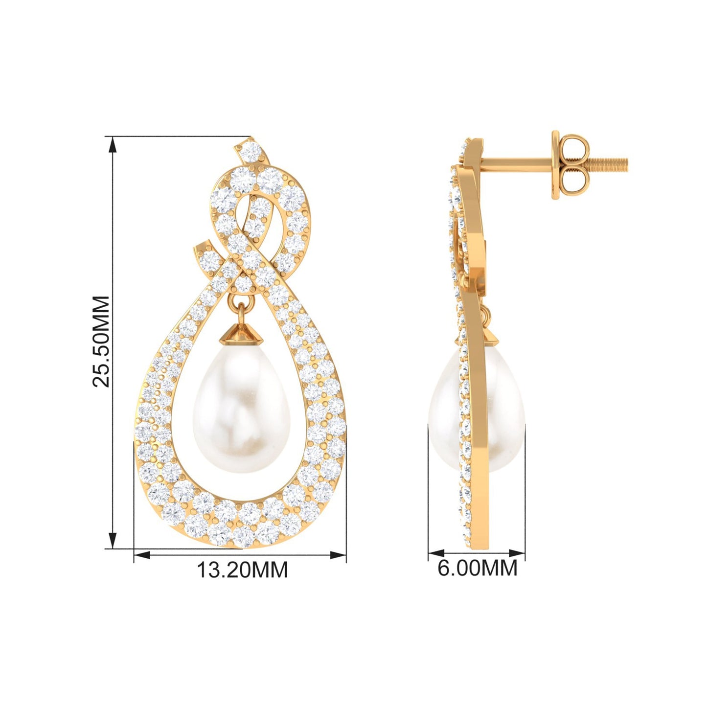 Genuine Freshwater Pearl Teardrop Earrings for Bride