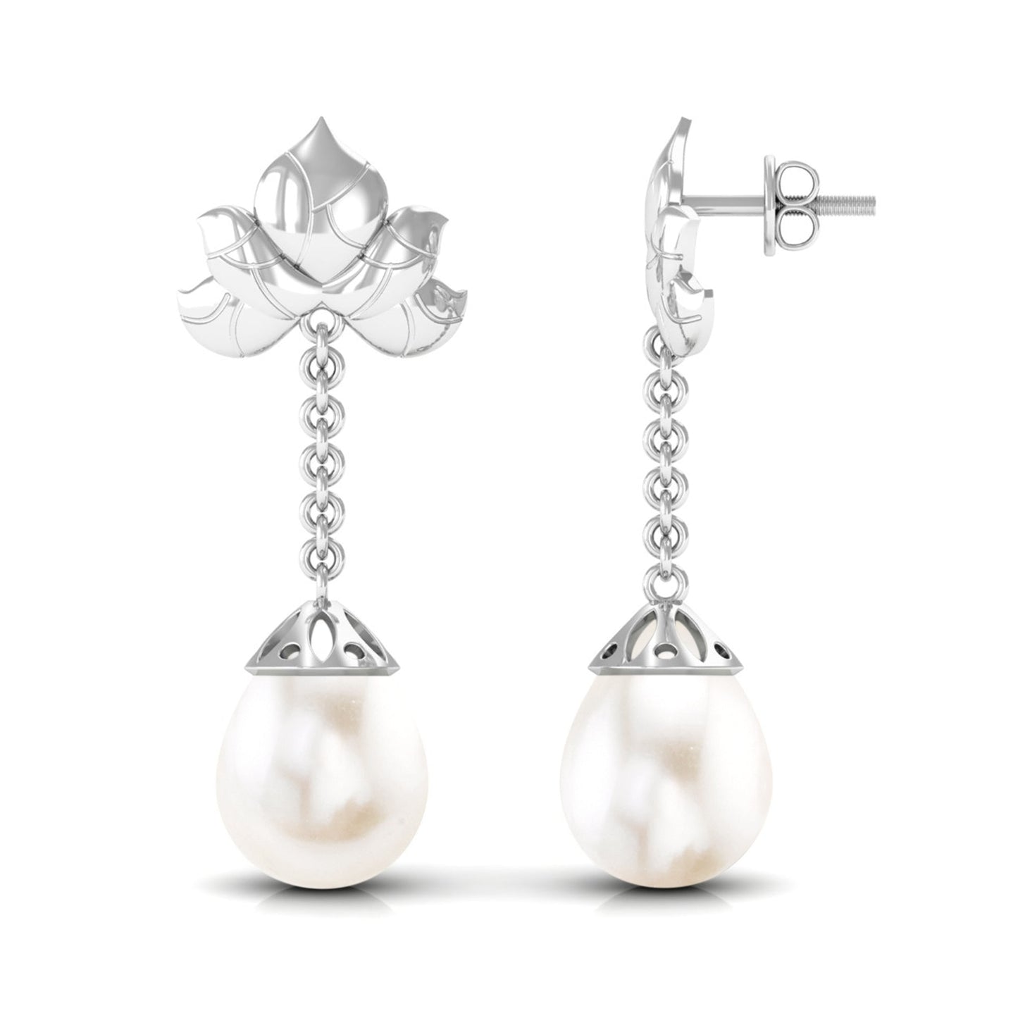 12 Carat Cultured Freshwater Pearl Dangle Chain Earrings