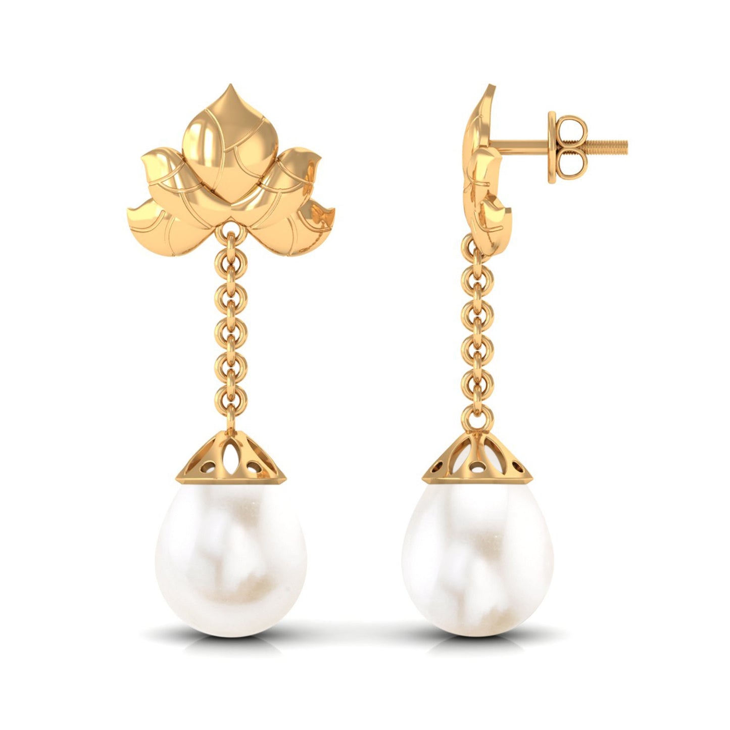 12 Carat Cultured Freshwater Pearl Dangle Chain Earrings