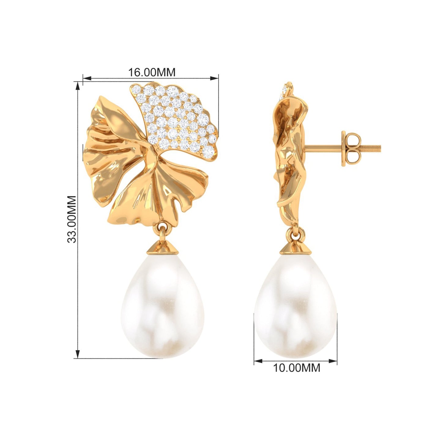 Nature Inspired 12 Carat Freshwater Pearl Drop Earrings