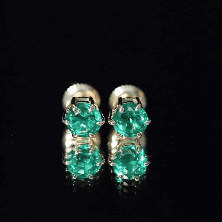 Certified Lab Created Emerald Solitaire Stud Earrings For Her