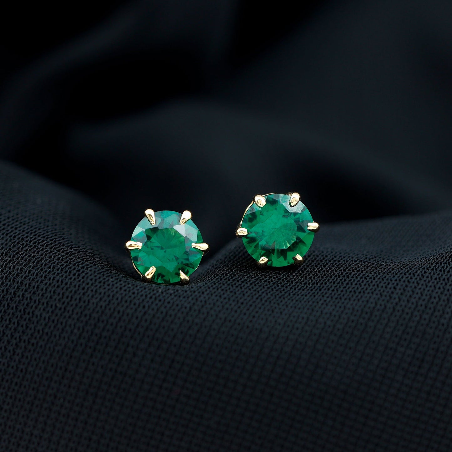 Certified Lab Created Emerald Solitaire Stud Earrings For Her
