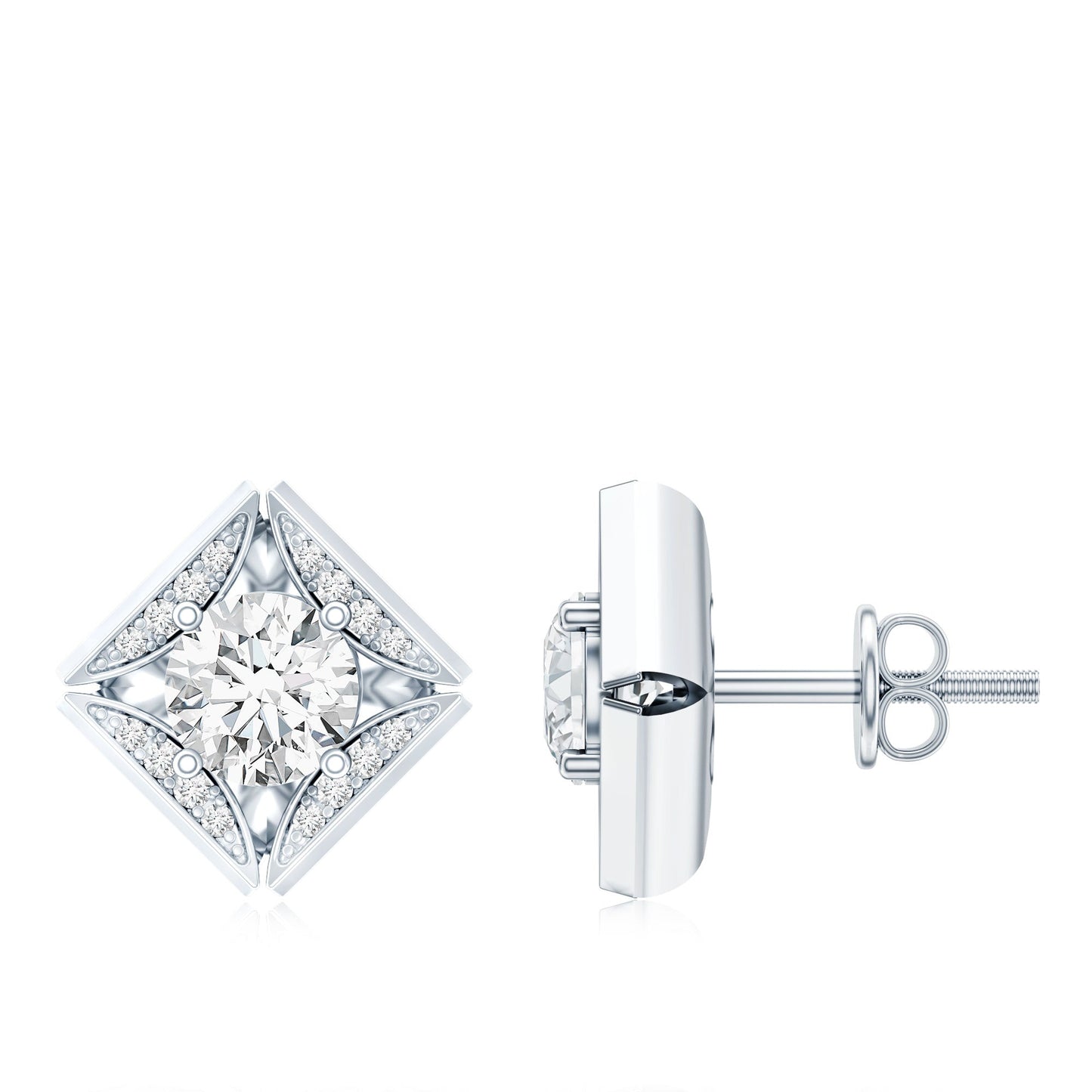 Classic Lab Grown Diamond Stud Earrings With Screw Back