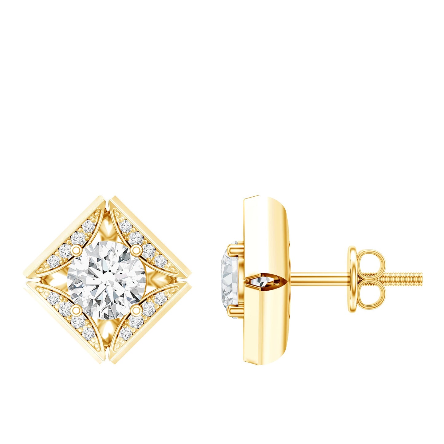 Classic Lab Grown Diamond Stud Earrings With Screw Back