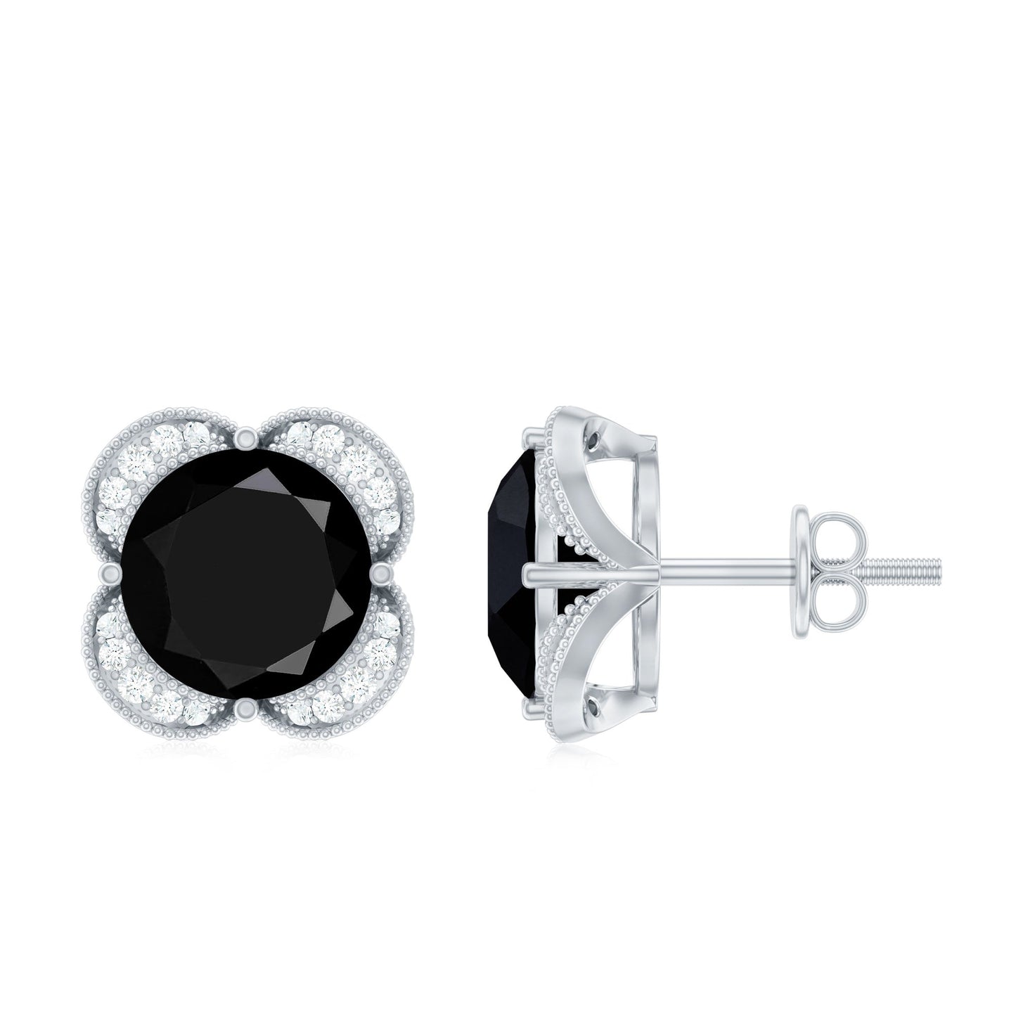 Lab Grown Black Diamond Statement Stud Earrings