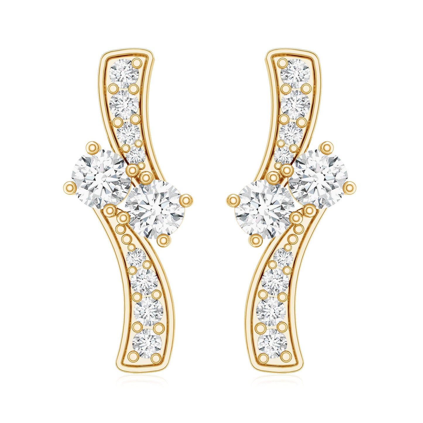 Lab Grown Diamond Two Stone Stud Earrings With Screw Back