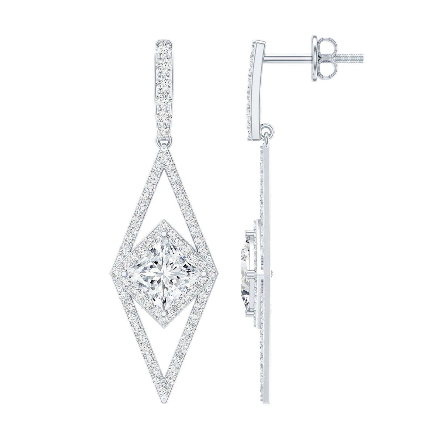 Certified Lab Grown Wedding Dangle Earrings