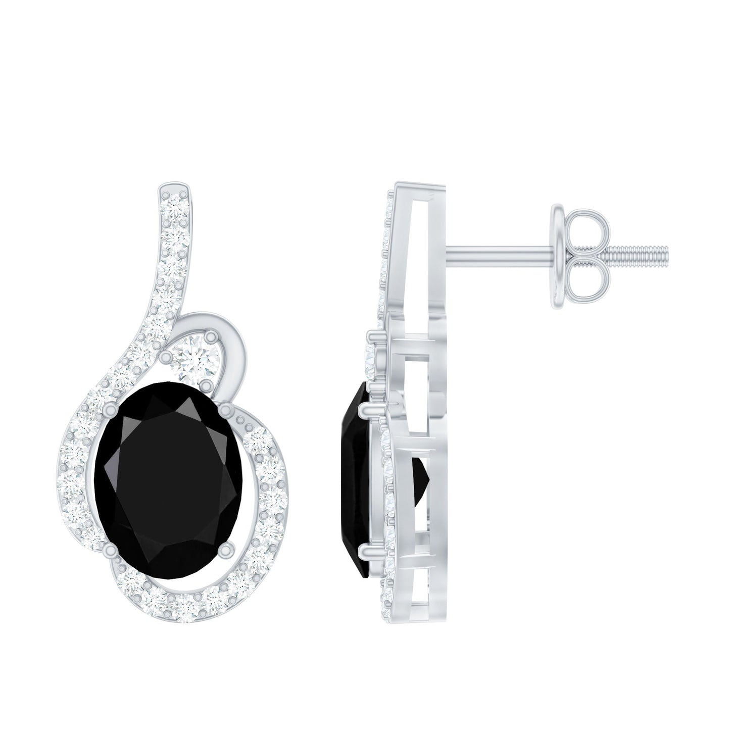 Classic Lab Grown Black Diamond Designer Stud Earrings