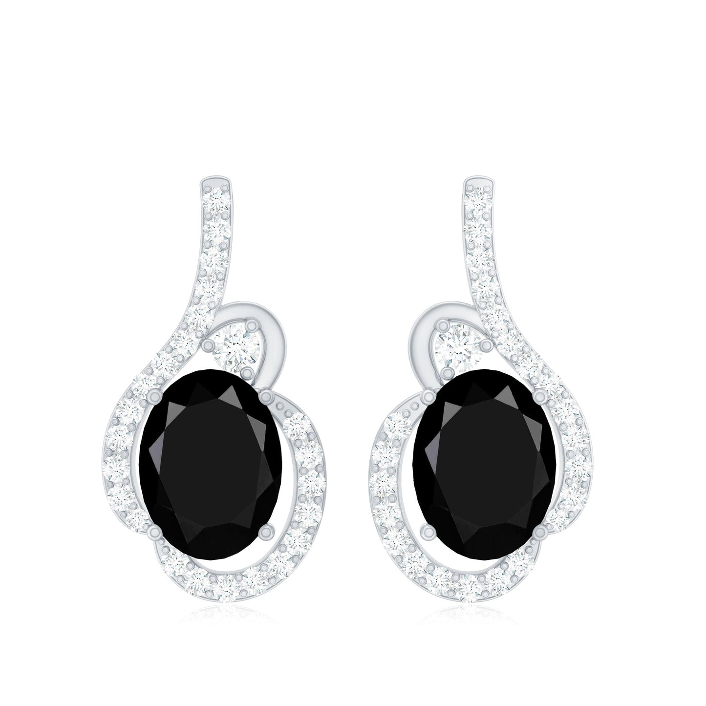 Classic Lab Grown Black Diamond Designer Stud Earrings