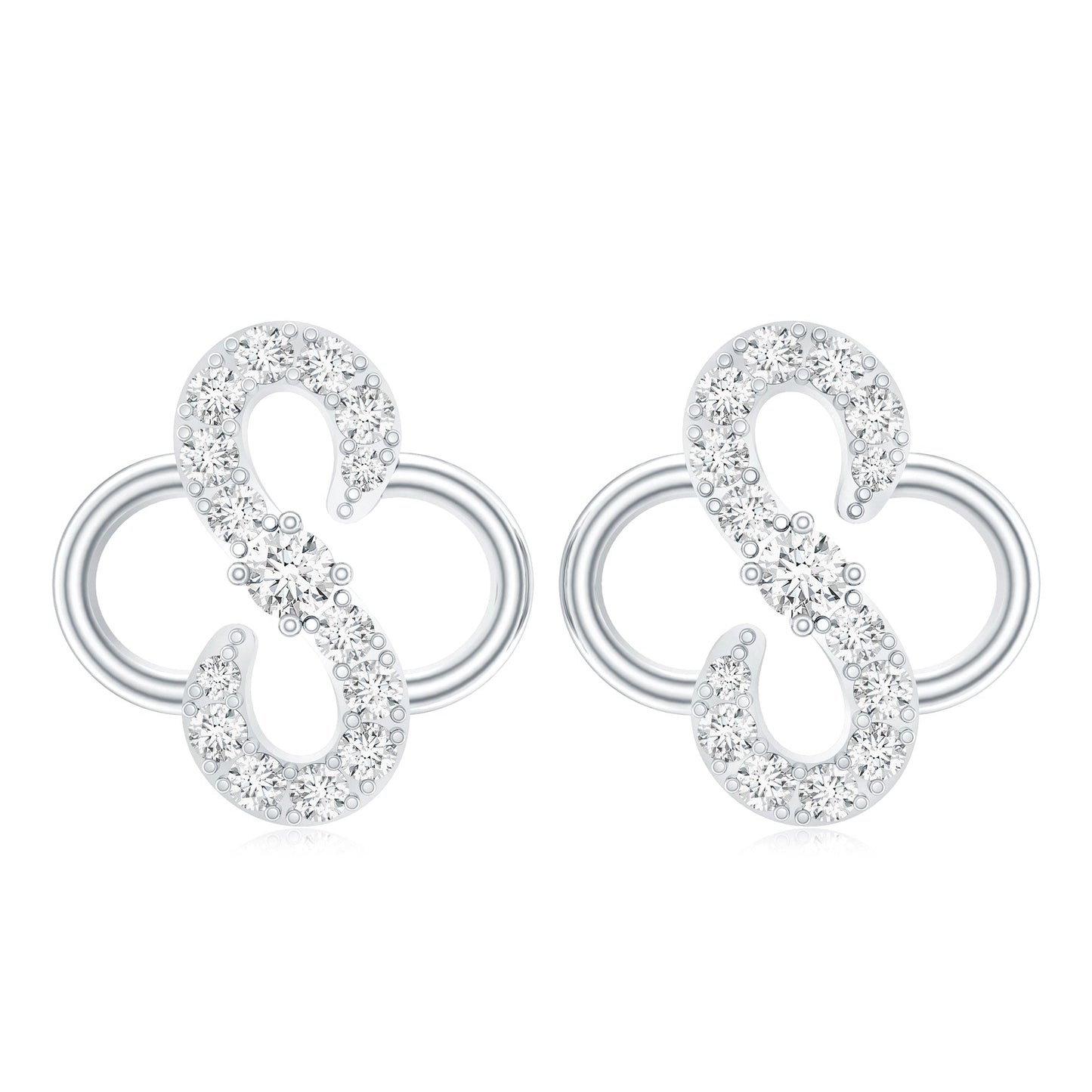 Lab Grown Diamond Floral Stud Earrings with Screw Back