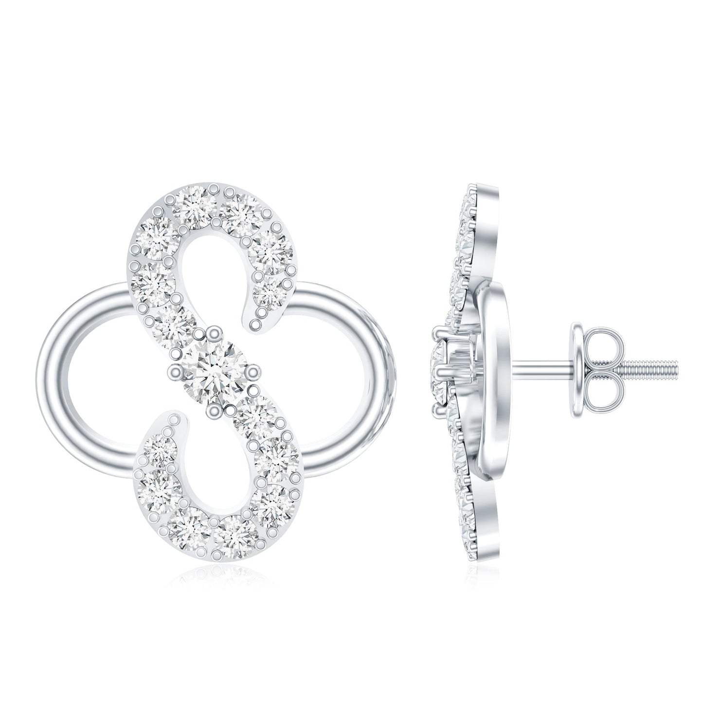 Lab Grown Diamond Floral Stud Earrings with Screw Back
