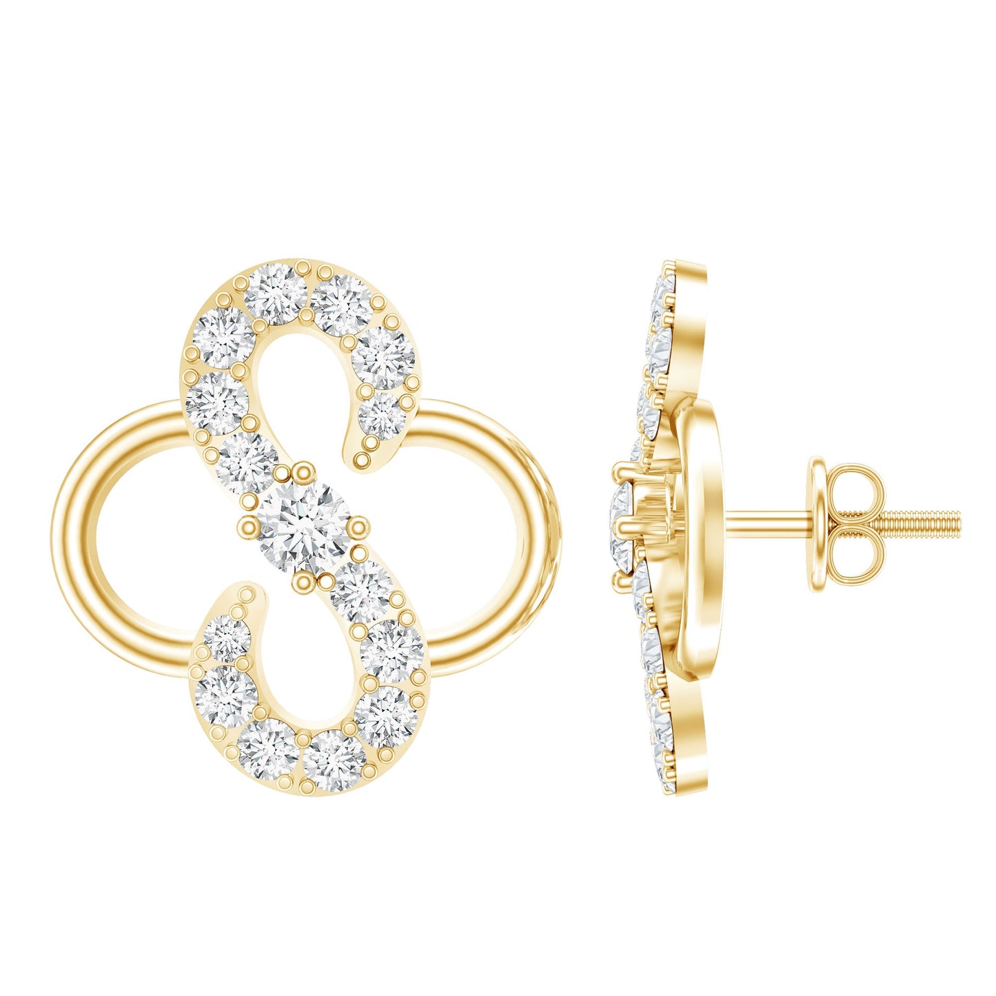 Lab Grown Diamond Floral Stud Earrings with Screw Back