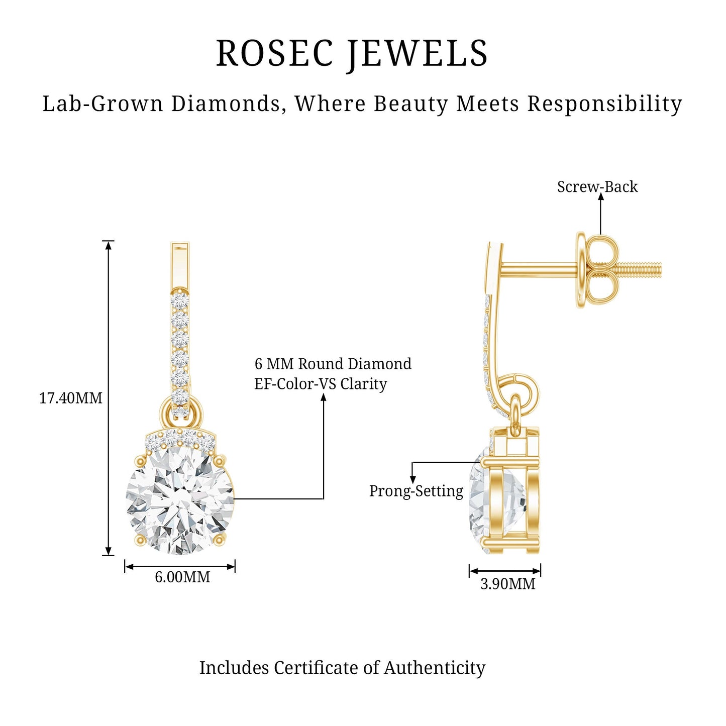 Certified Lab Grown Diamond Bridal Drop Earrings