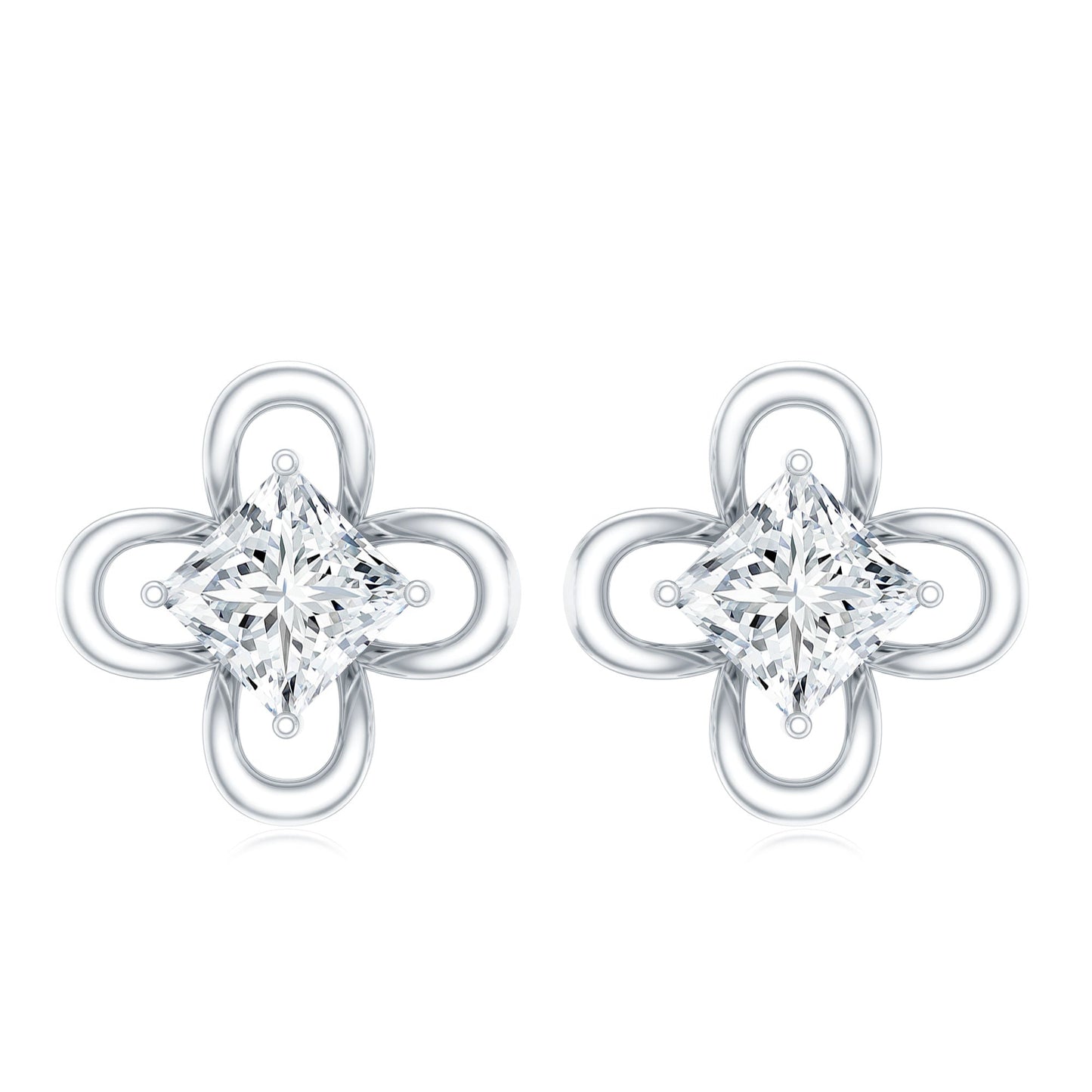 Cute Lab Diamond Flower Stud Earrings