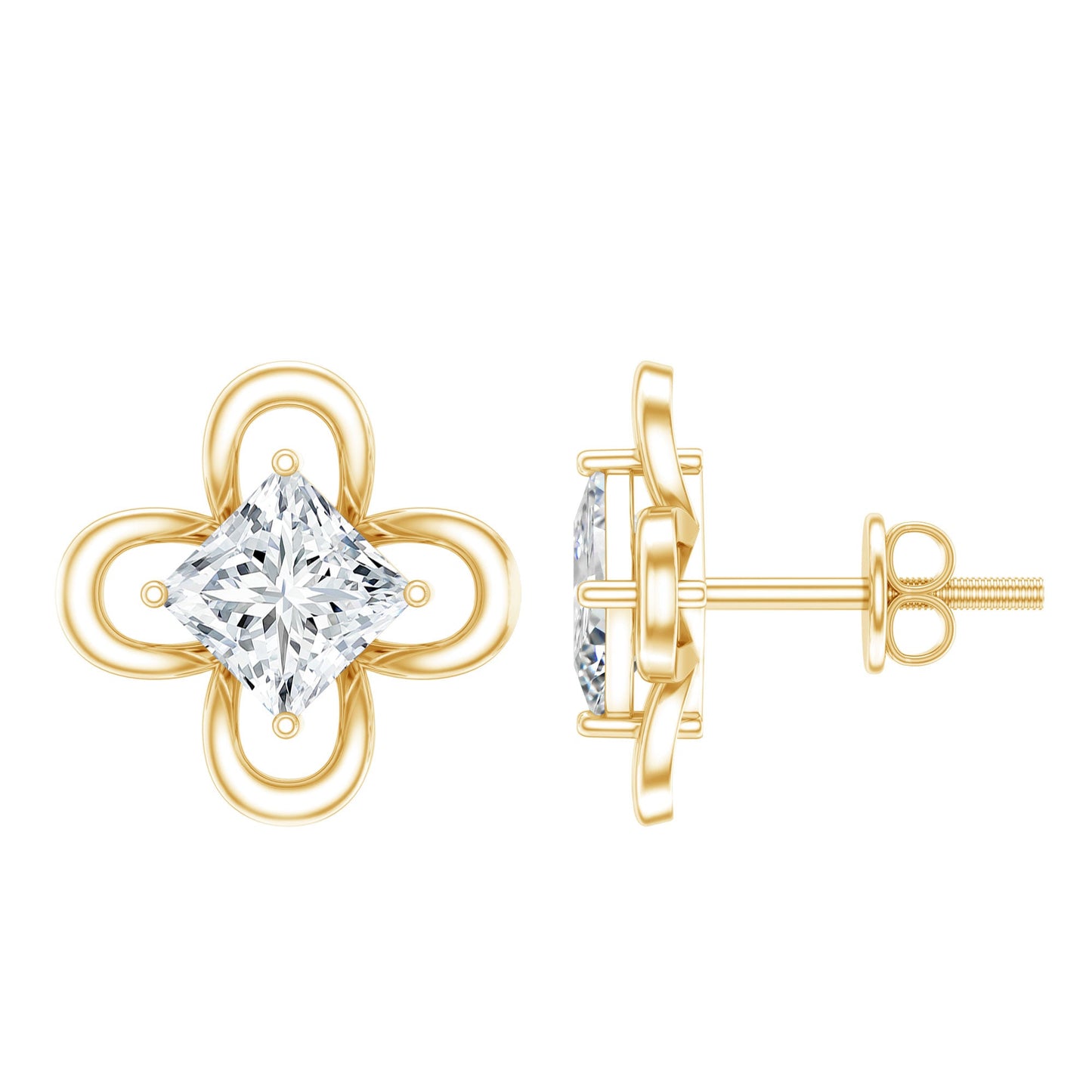 Cute Lab Diamond Flower Stud Earrings