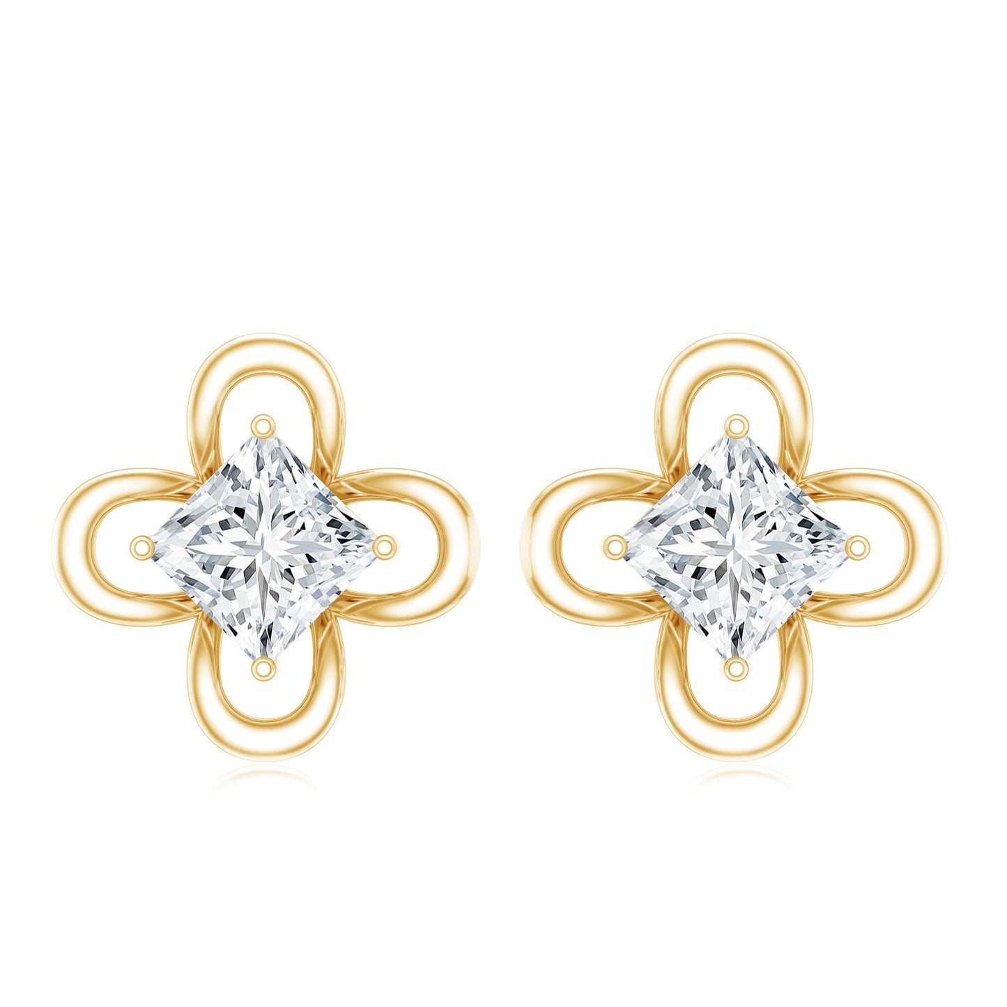 Cute Lab Diamond Flower Stud Earrings