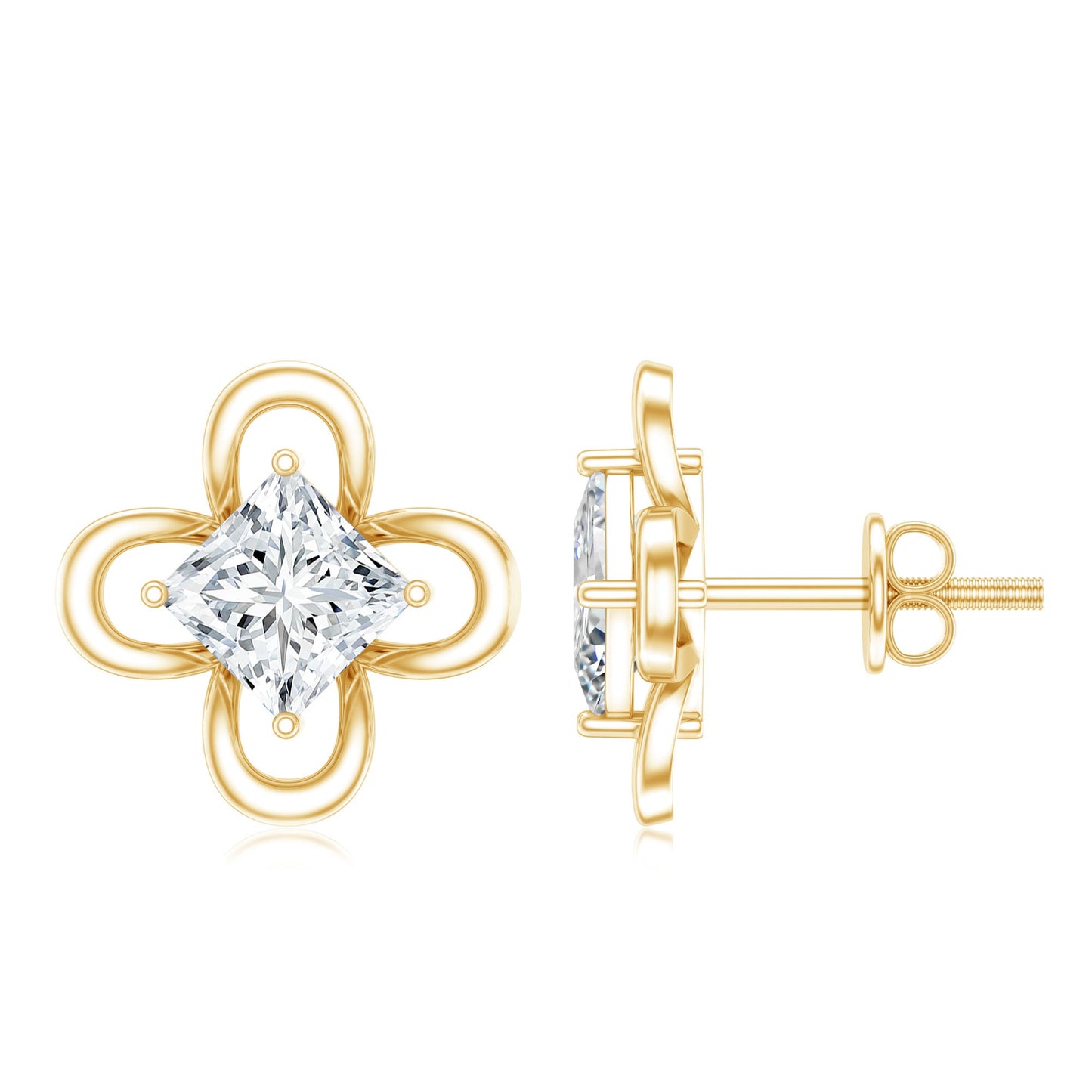 Cute Lab Diamond Flower Stud Earrings