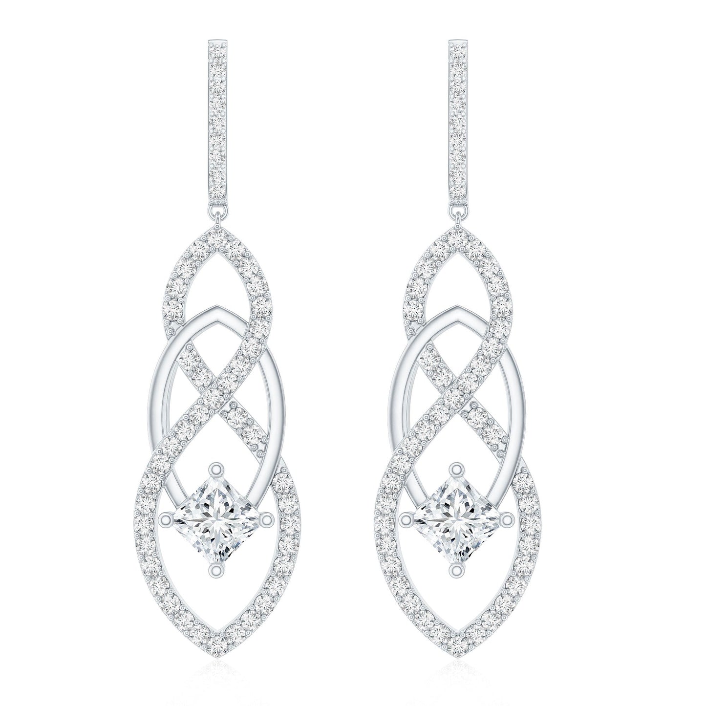 Certified Lab Grown Bridal Dangle Earrings