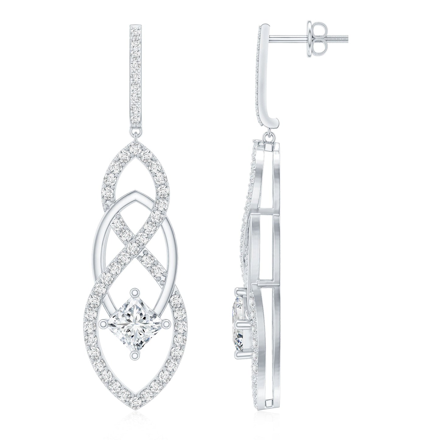 Certified Lab Grown Bridal Dangle Earrings