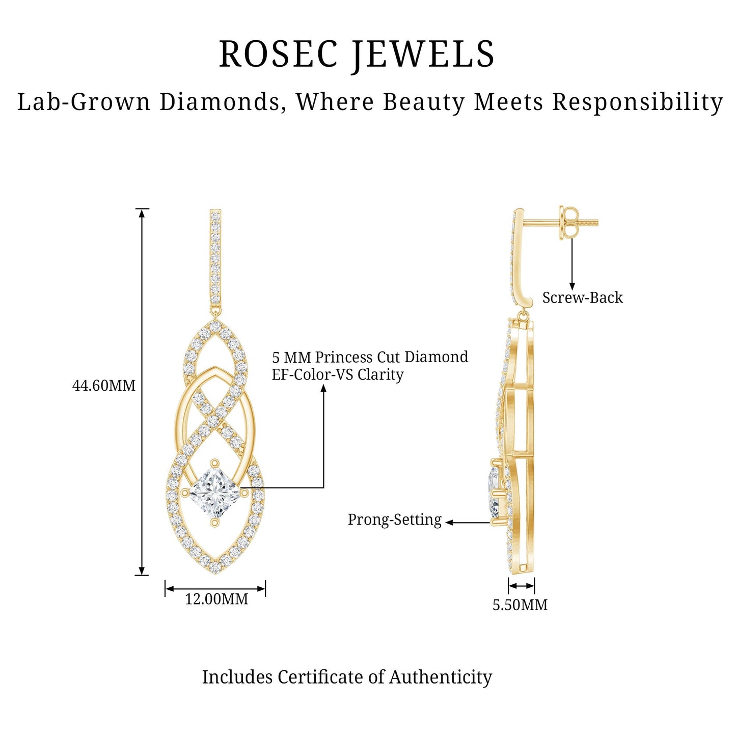 Certified Lab Grown Bridal Dangle Earrings