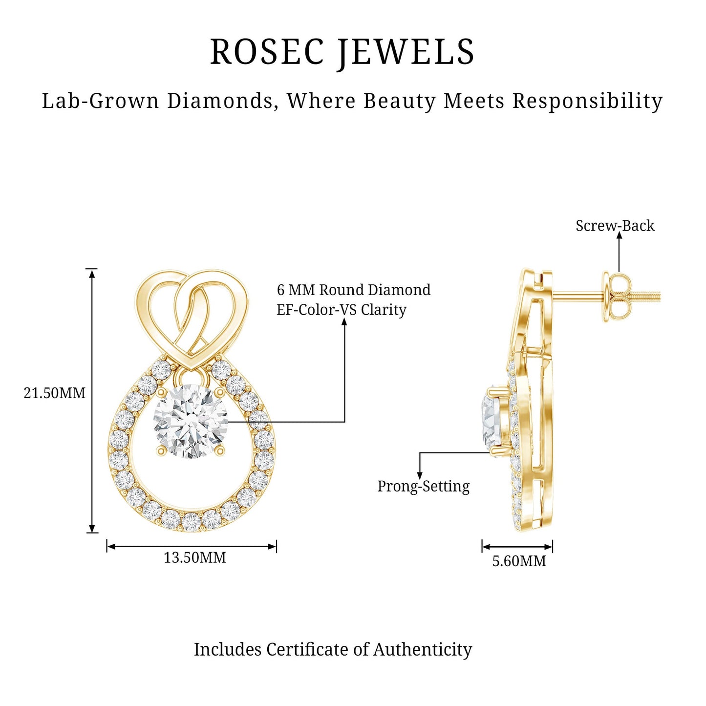 Certified Lab Grown Diamond Infinity Stud Earrings