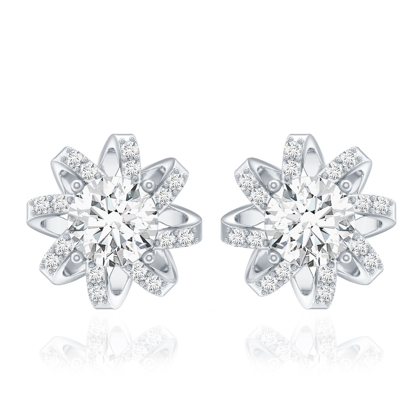 Lab Grown Diamond Round Solitaire Stud Earrings with Screw Back
