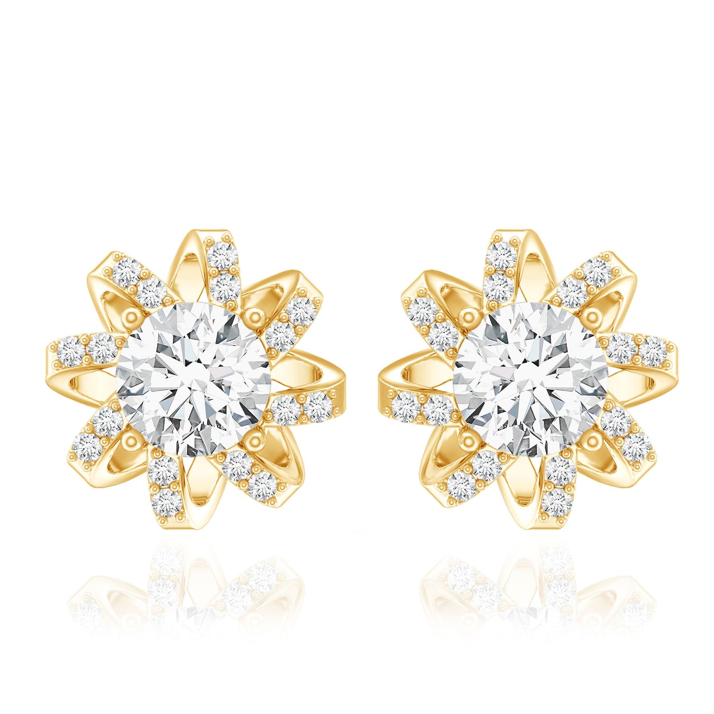 Lab Grown Diamond Round Solitaire Stud Earrings with Screw Back