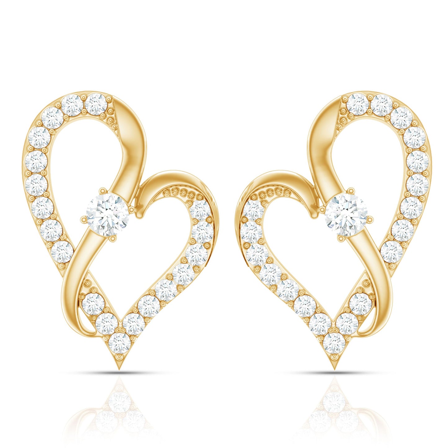 Lab Grown Diamond Heart Stud Earrings with Screw Back
